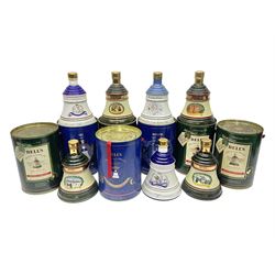 Bells, Scotch whisky, in seven Wade ceramic decanters, including Christmas 1988, 1989, 1990, 1991 etc
