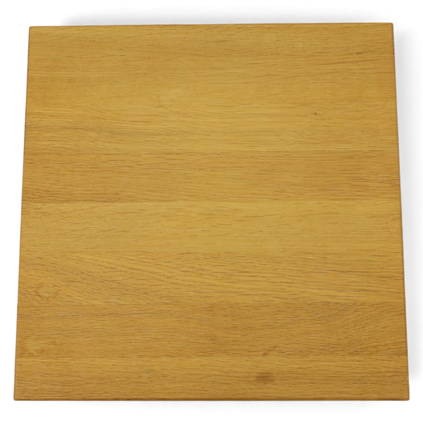 Modern solid oak nest of three tables, each with straight-edged rectangular top and square legs