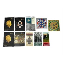 The Royal Mint United Kingdom single coins and sets, including 1948 celebration set, 1999 and 2005 brilliant uncirculated coin collections, 2006 The Victoria Cross fifty pence, 2008 Emblems of Britain, 2011 The Mary Rose two pound coin etc, all housed on cards or in folders