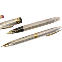 Sheaffer legacy silver fountain pen with 18ct nib and matching ballpoint pen