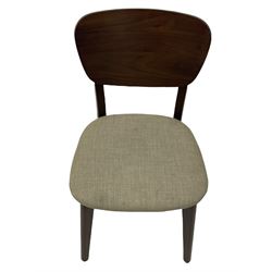 Bentley Designs - Premier collection 'Oslo' contemporary walnut extending dining table and six chairs upholstered in steel grey fabric. 