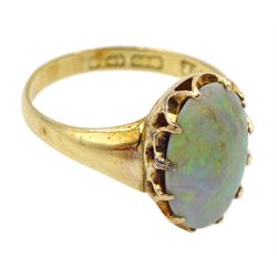 18ct gold single stone opal ring, hallmarked