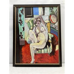 WL Gillborn (British 20th century) after Henri Matisse (French 1869-1954): 'Odalisque with a Tambourine', oil on board signed with monogram and dated '84, 70cm x 53cm