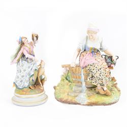 Late 19th/early 20th century Continental bisque figures, the larger modelled as a pensive ...