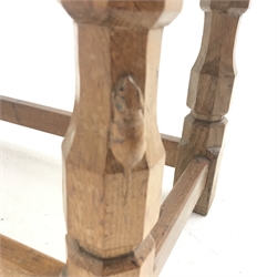 Mouseman oak rectangular coffee table by Robert Thompson of Kilburn, W83cm, H40cm, D37cm