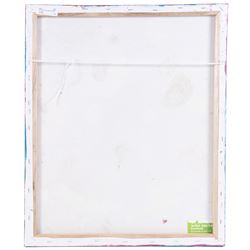 Ann Lamb (British 1955-): Abstract of Rocks, mixed media on canvas signed 60cm x 49cm (unframed)