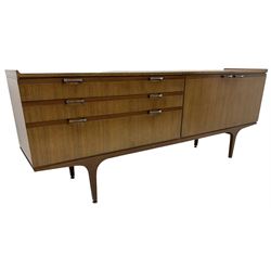 Meredew - mid-20th century teak sideboard, fitted with three drawers and two cupboards