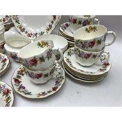 Royal Crown Derby Posies pattern tea service, including two milk jugs, two open sucrier, twelve teacups and saucers, twelve dessert plates etc 