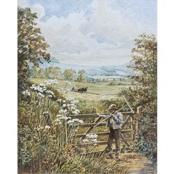 John Cecil Lund (British 1932-): 'Haytime', watercolour signed and titled 24cm x 19cm