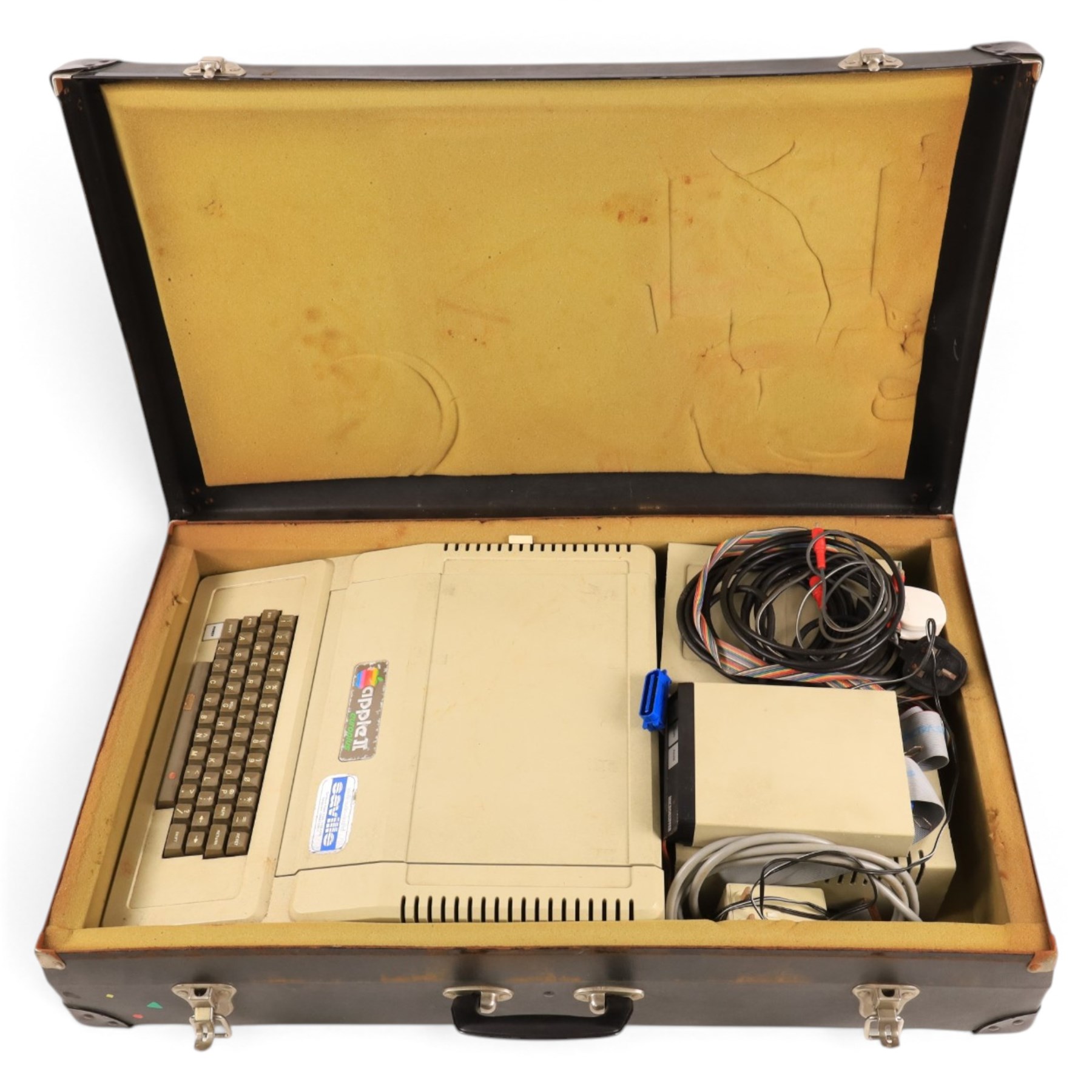 1980s Apple II Europlus computer with two Disk II disc drives and a Microbuffer 