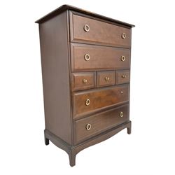 Stag Minstrel - mahogany straight-front chest, fitted with three short between four long drawers 