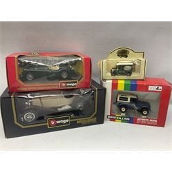 Boxed Bburago Jaguar XK 120 Roaster and Mercedes Benz SSK, together with other die-cast and model cars etc