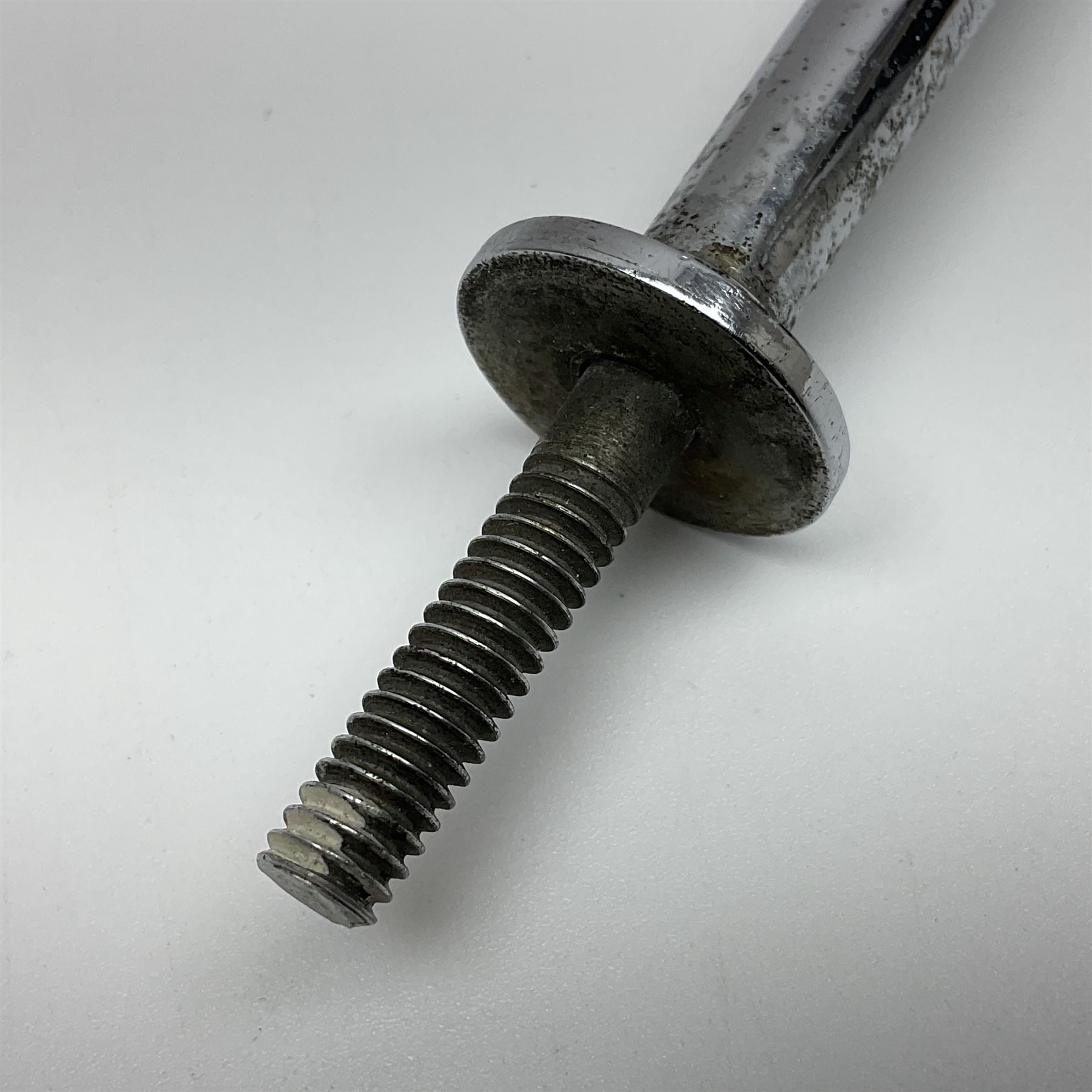 WW2 German chromium plated car pennant mounting pole with two fixing eyes L42.5cm including threaded fixing bolt