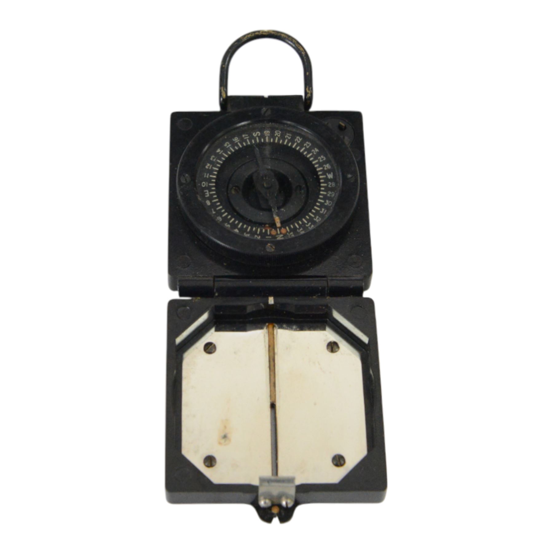 WWII British army fuel heater, the covered marked 1943 13 MB, together with Mark I military issued compass, together with two WWI leather belt cases, two swagger sticks and military ephemera   