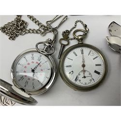 Pair of Georgian silver dress buttons, silver caddy spoon, silver fob medals, silver watches, set of six silver plated teaspoons, set of gilt buttons with ship design, etc