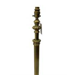 Late 19th century telescopic standard lamp, the reeded column on stepped gadroon moulded base