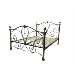 Bronze finish metal 4’ 6” double bedstea