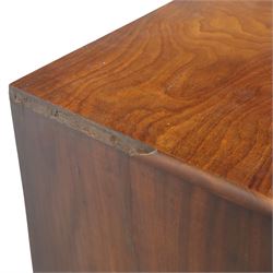 19th century mahogany chest, fitted with two short over three long cock-beaded drawers, turned wooden handles