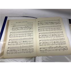 Two albums of Victorian and later sheet music, many with attractive illustrated coloured covers, to include some war and air force related examples to include The Frost Polka, Milk to my Tea, Tour Songs of the Air Service, Silver Wings in the Moonlight, etc, some facsimile