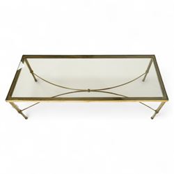 Mid 20th century, neoclassical style smoked glass coffee table, rectangular top set within...