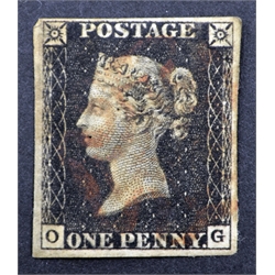  Queen Victoria 1d black stamp, red MX  
