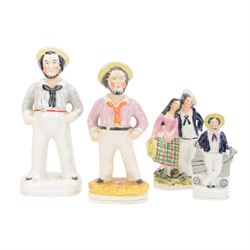 Four 19th century Staffordshire figures of sailors, tallest H34cm