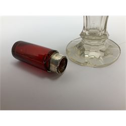 Group of silver mounted glass scent bottles and crested ware, together with a Brierglass lead crystal box with a glass and silver, lid, etc all silver with various hallmarks. 