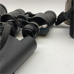 Pair of Russian USSR 6NU 7 x 50 binoculars with two pairs of light filters no.N82004148; pair of Bushnell Banner 7-12 x 35 zoom binoculars no.JR1698; and pair of Vanguard KDT-1025 10 x 25 waterproof binoculars no.F0710186; all cased (3)
