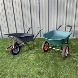Pair of single and two tire metal wheelbarrows - THIS LOT IS TO BE COLLECTED BY APPOINTMENT FROM DUGGLEBY STORAGE, GREAT HILL, EASTFIELD, SCARBOROUGH, YO11 3TX