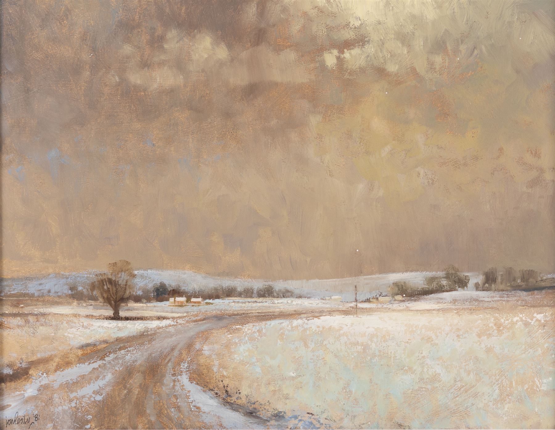 Jon Peaty (British 1914-1991): Road in the Moors, oil on board signed and dated '81, 34cm x 44cm 