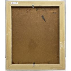 Alphonse Leon Quizet (French 1885-1955): Entrance to a Parisian Crypt, oil on board signed 45cm x 37cm