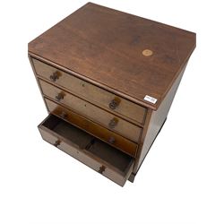 19th century and later mahogany chest, fitted with four drawers, turned handles 