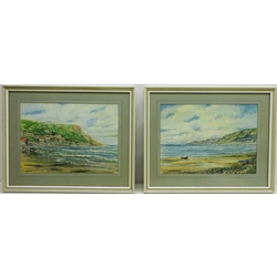  'Runswick Bay' and 'Kettleness', two 20th century watercolours signed by E. Abram 27cm x 38cm,  Runswick, watercolour signed Alex, print after Frank Meadow Sutcliffe and two others (6)  