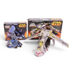 Hasbro Star Wars Revenge of the Sith playsets, including Droid Tri-Fighter, Crab Droid, Barc Speeder, Republic Gunship and AT-RT, together with a Hasbro Darth Vader Voice Changer Helmet, 