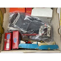 Tri-ang - quantity of '00' gauge model railway and Minic Motorways slot-racing items including Class B12 4-6-0 locomotive No.61572; boxed; seven goods wagons in five boxes; R576 Tunnel and Island Platform Set; both boxed; quantity of track and power unit; four Minic Cars and two controllers; boxed Customs Barrier and Frontier Post Set; railway car transporter and car loading ramp; quantity of track and trackside accessories; and boxed Car-Play Filling Station Set