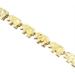 9ct gold elephant link bracelet, hallmarked