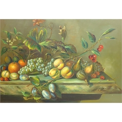 Mayers (20th century): Still Life of Fruit, oil on canvas signed 62cm x 90cm