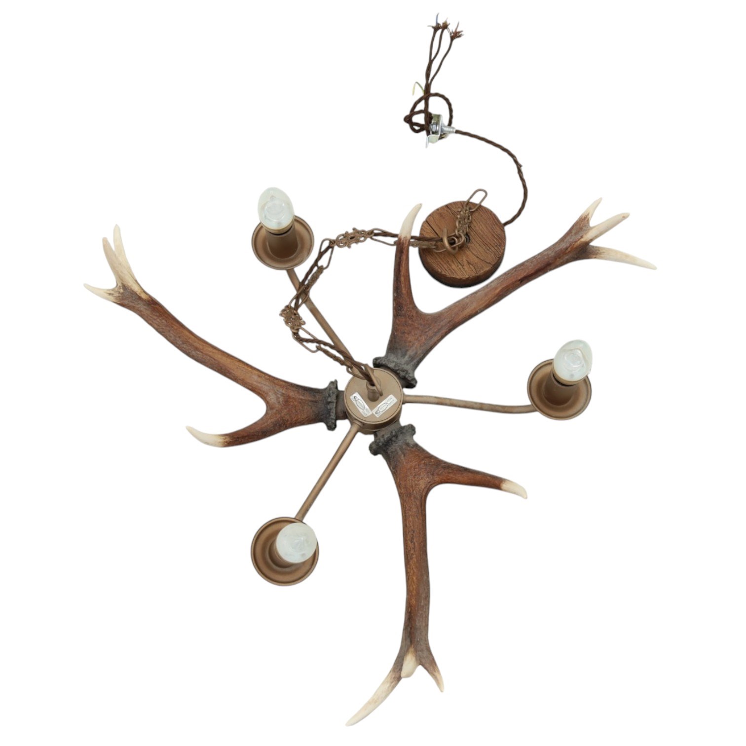 Faux antler chandelier, with three light branches