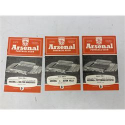 Arsenal F.C. - forty-nine home programmes for 1956/57 (21), 1957/58 (13) & 1958/59 (15) including Division One, F.A. Cup (including replays) and Friendly Matches (49). Auctioneers Note: The February 1st match against Manchester United (result Arsenal 4 Manchester United 5) was the final domestic league match played by the Manchester United first team before the Munich Air Crash - thus it was the last game played in the U.K. by the 'Busby Babes', before the tragic death of several of these players.