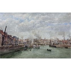 Frederick Almore Winkfield (British fl.1873-1920): 'Old Quay - Sunderland', oil on board signed, titled verso 19cm x 29cm