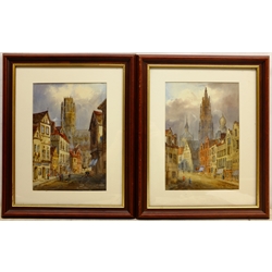 Edward Nevil (British fl.1880-1900): 'Rouen' and 'Antwerp', pair watercolours signed and titled 27cm x 19cm