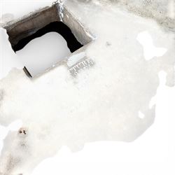 J M Blashfield - pair of 19th century buff terracotta garden urn plinths, square form with stepped base, decorated with relief lion masks