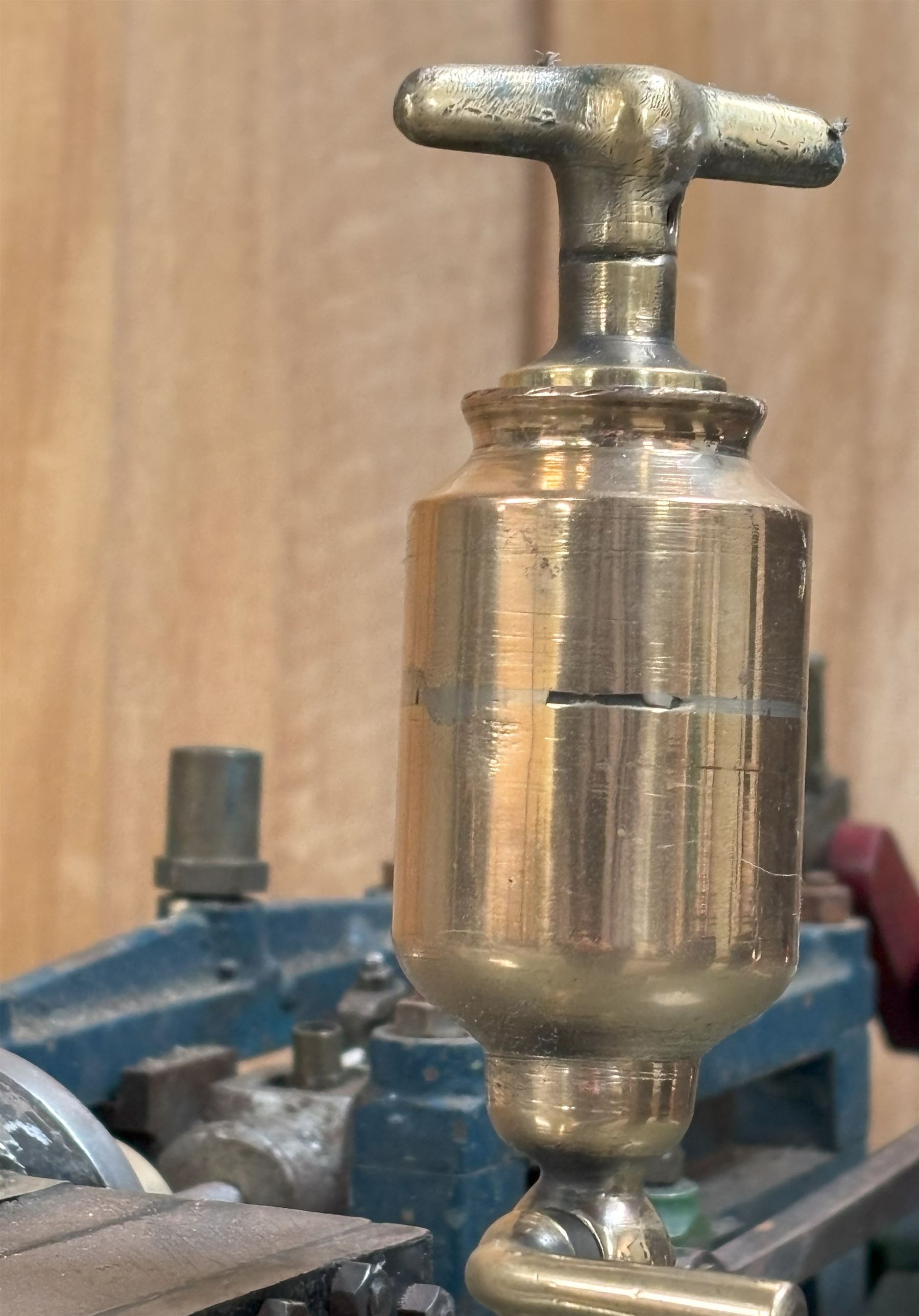 Victorian small full sized steam workshop engine, fly wheel diameter 30cm, overall length 72cm. Turns over freely, some bolts missing.  - COLLECTION BY APPOINTMENT FROM: The White House, Thirsk Road, Easingwold, York, YO61 3NF - CALL 01723 507111 TO ARRANGE