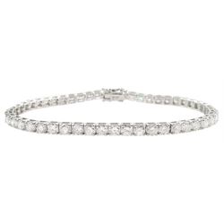 18ct white gold round brilliant cut diamond line bracelet, hallmarked, total diamond weight approx 6.80 carat