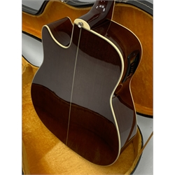  Yamaha model FG-450S-C acoustic/electric guitar with rosewood back and sides and spruce top, fitted with Artec Edge-Nds chromatic tuner, L104cm, in hard carrying case. From the collection of the late John Burgess of Beverley who played in the bands Penjants, Wine, Strollers, Revox, Sound Foundation, Pickle Belly Alley, Ragamuffins and Jerryattricks.