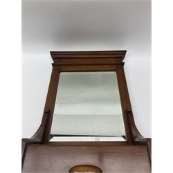 Victorian mahogany hall mirror, with bevelled mirror and glove box, H60cm