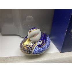 Royal Crown Derby duck, together with Emma Bridgewater mug, Coalport wall plaque and other ceramics and glassware etc, in three boxes 