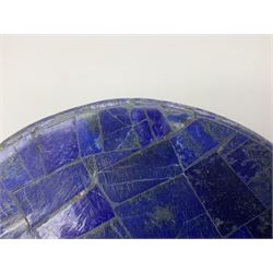 Lapis lazuli mosaic shallow dish upon circular foot, D20cm, H4cm