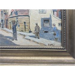 EWK (British Early 20th Century): 'St Ives', oil on panel signed with monogram, titled and dated 1931 verso, 21cm x 29cm