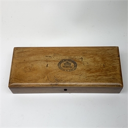 A Victorian mahogany artists paint box by Charles, Roberson & Co, the lid stamped 'Department of Science and Art, L23cm.